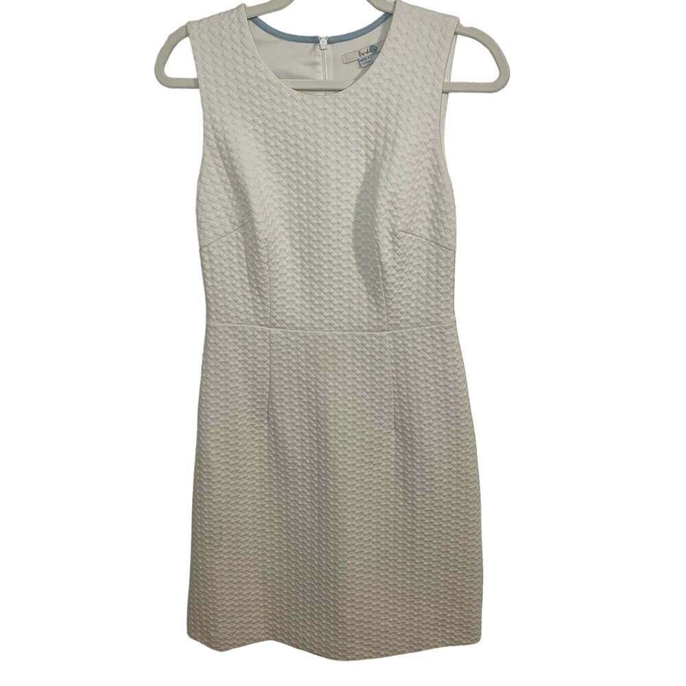 Boden Textured Knitted White Dress Diamond Print Stretch Comfort Dress size 6